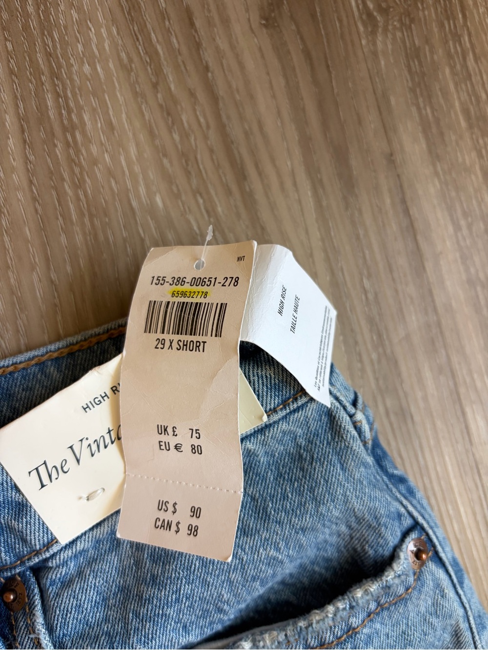 Abercrombie & Fitch Vintage Straight Jeans 29 Extra Short High Rise NWT - Picture 4 of 8